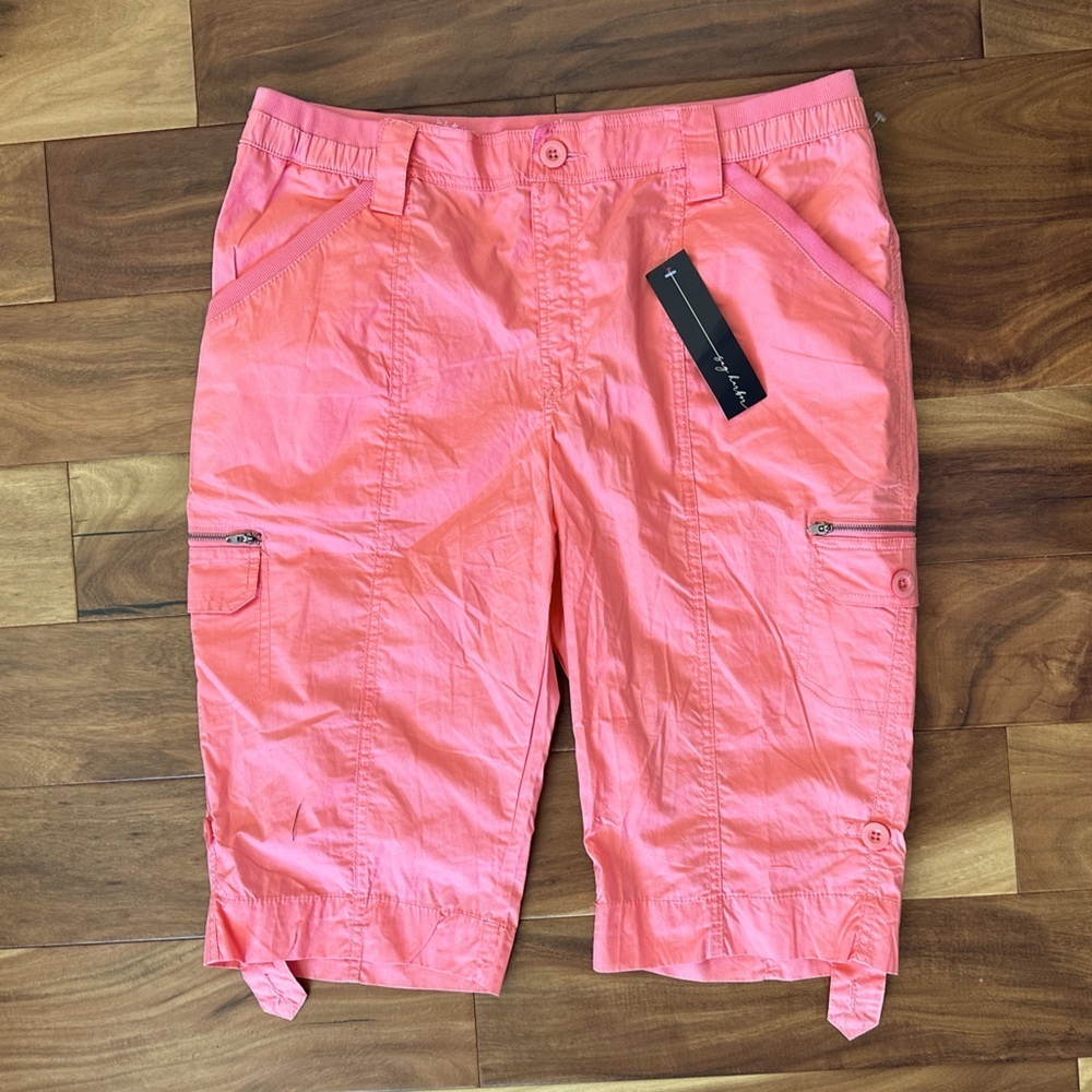Sag Harbor Coral Bermuda Button Rolled Shorts NWT size 38
